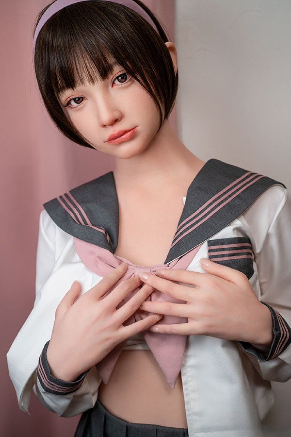 J-cute 153cm Bカップ AGE01咲良（さくら）ヘッド シームレス 口開閉機能+リアル口腔付き フルシリコン製ラブドール
