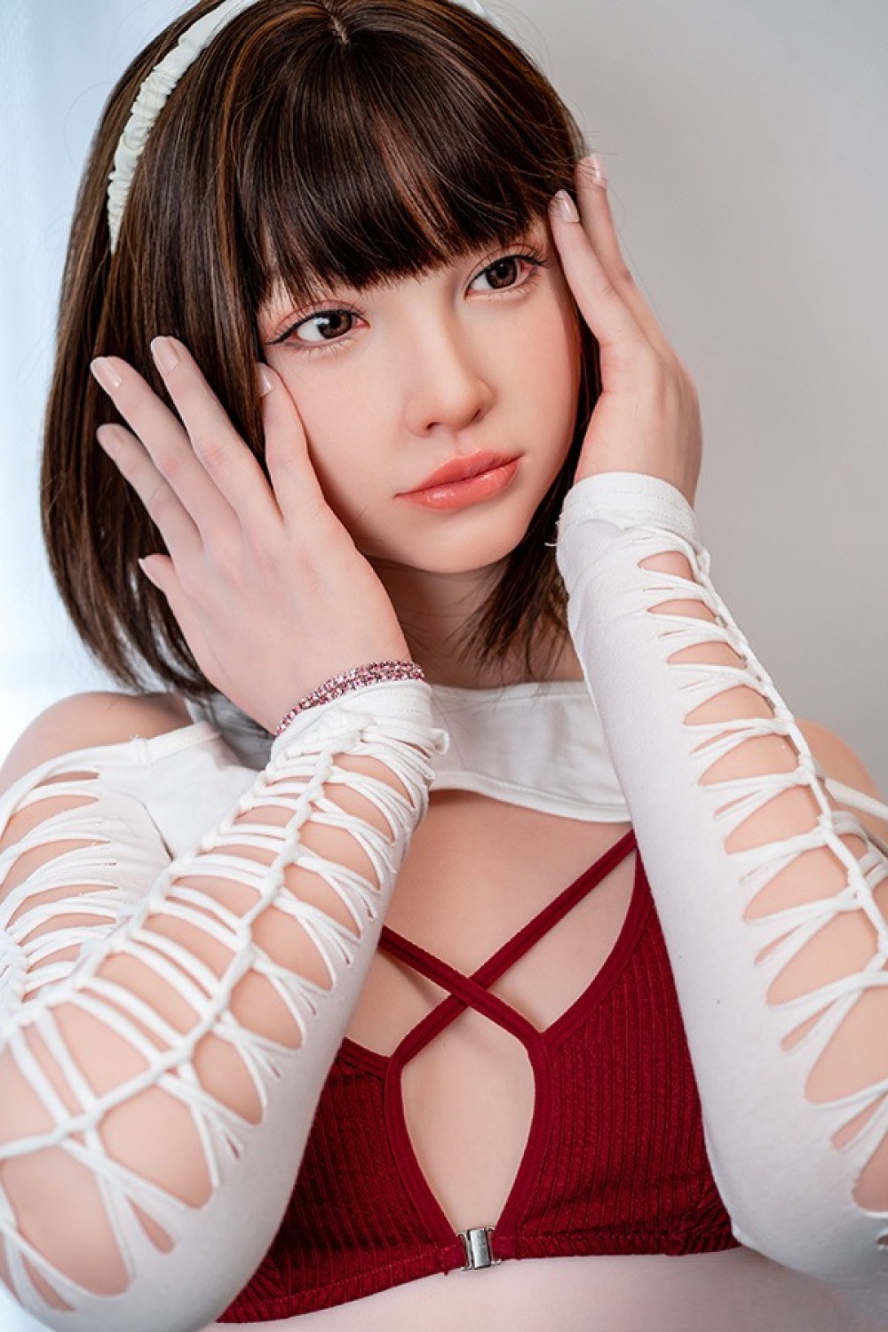 J-cute 153cm Bカップ AGE01咲良（さくら）ヘッド シームレス 口開閉機能+リアル口腔付き フルシリコン製ラブドール