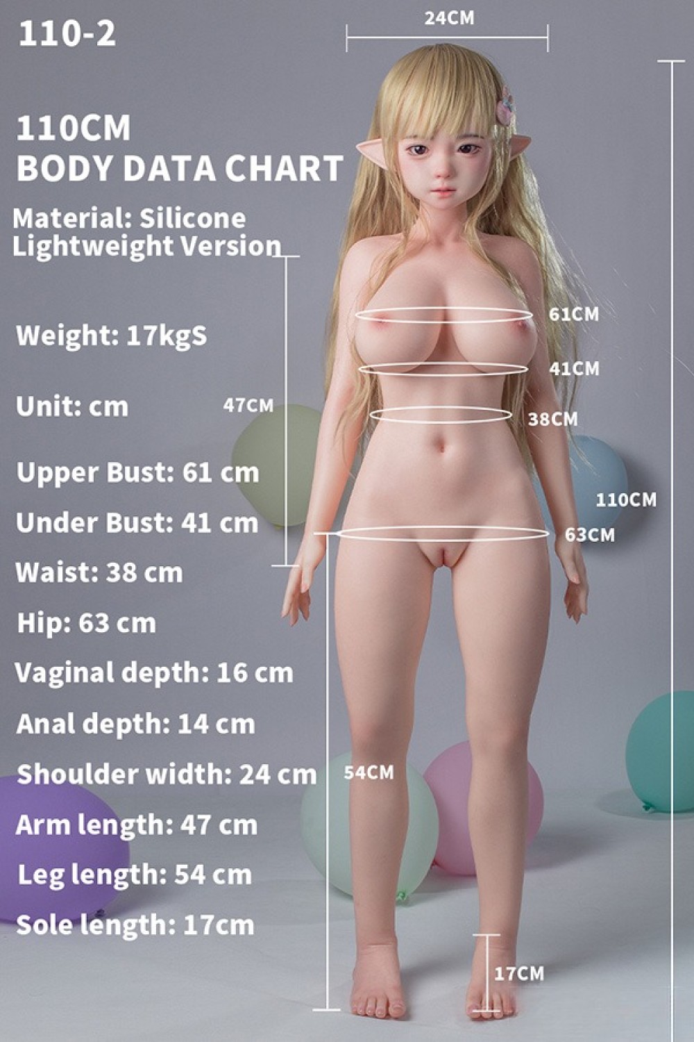 Jiusheng Doll 110-2cm Eカップ #113B Loxiヘッド 軽量化ボディ ROS口開閉機能付き フルシリコン製ラブドール