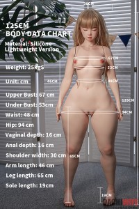 Jiusheng Doll 125cm Cカップ 眠り目 #128B Meyoヘッド 軽量化ボディ ROS口開閉機能付き リアル皮膚 フルシリコン製ラブドール