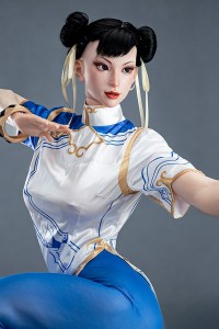 Game Lady 169cm Fカップ 春麗（チュンリー）コスプレ No.47ヘッド 口開閉機能付き リアルメイク付き 眉毛とまつ毛植毛あり フルシリコン製ラブドール