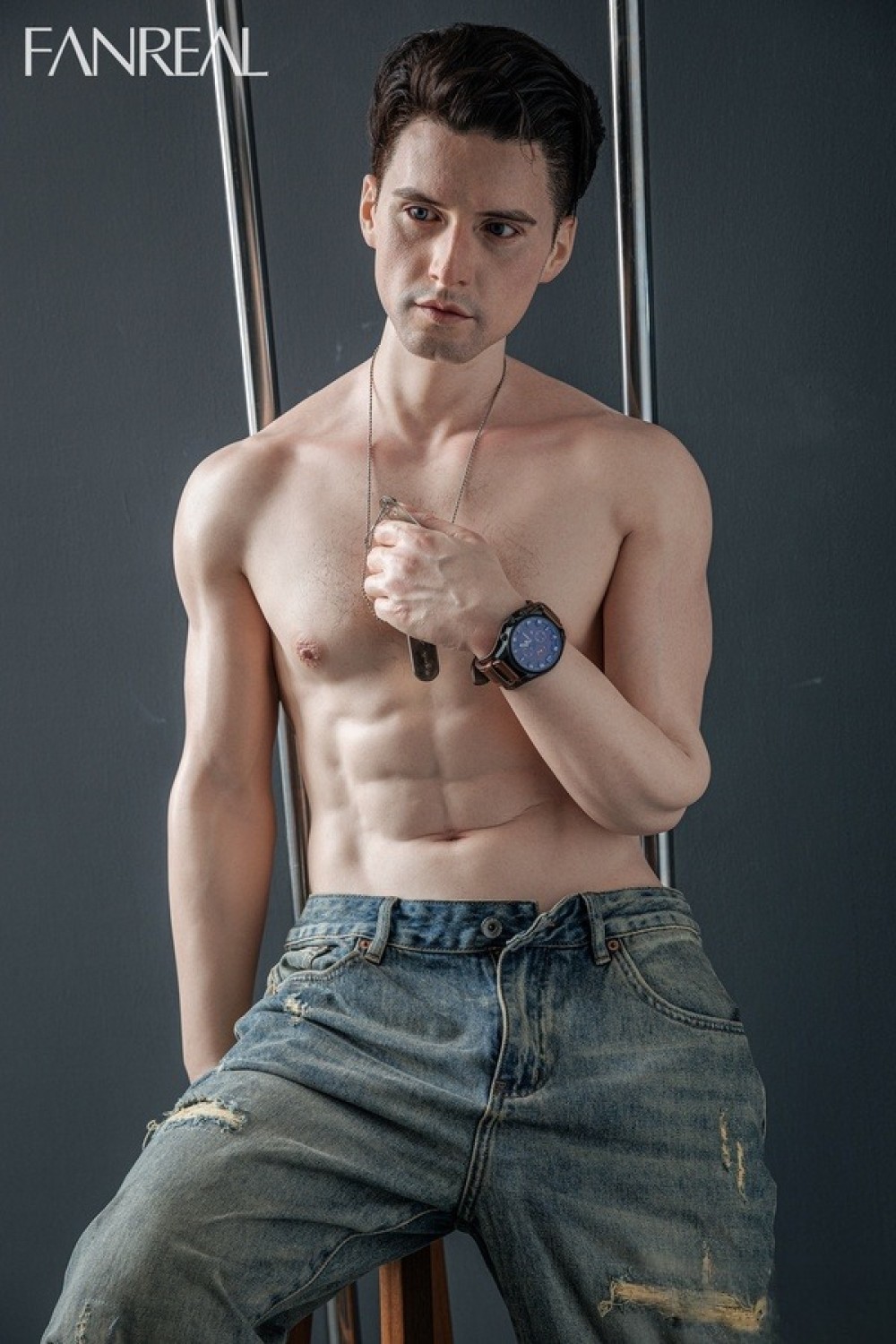 FANREAL 173cm 35Kg Henryヘッド 男性ドール 一体式ペニス 筋肉タイプ 掲載画像は硬めシリコンヘッド リアルメイク付き フルシリコン製ラブドール