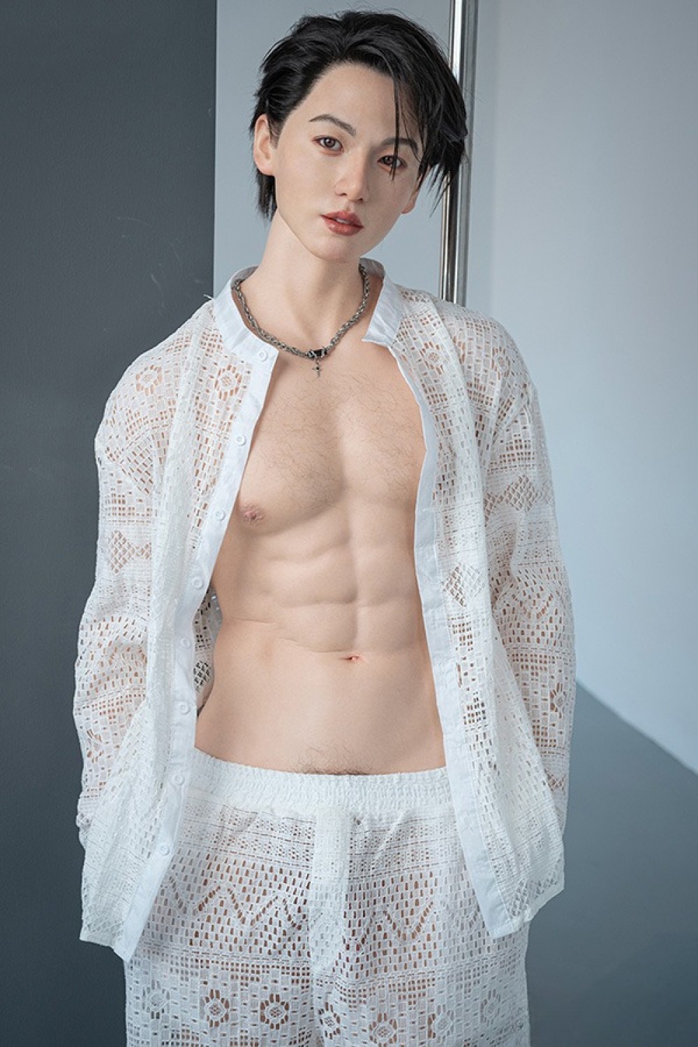 FANREAL 173cm 35Kg Kevinヘッド 男性ドール 一体式ペニス 筋肉タイプ 掲載画像は硬めシリコンヘッド リアルメイク付き フルシリコン製ラブドール