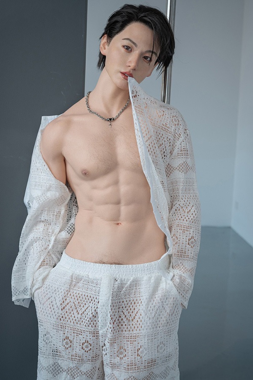 FANREAL 173cm 35Kg Kevinヘッド 男性ドール 一体式ペニス 筋肉タイプ 掲載画像は硬めシリコンヘッド リアルメイク付き フルシリコン製ラブドール