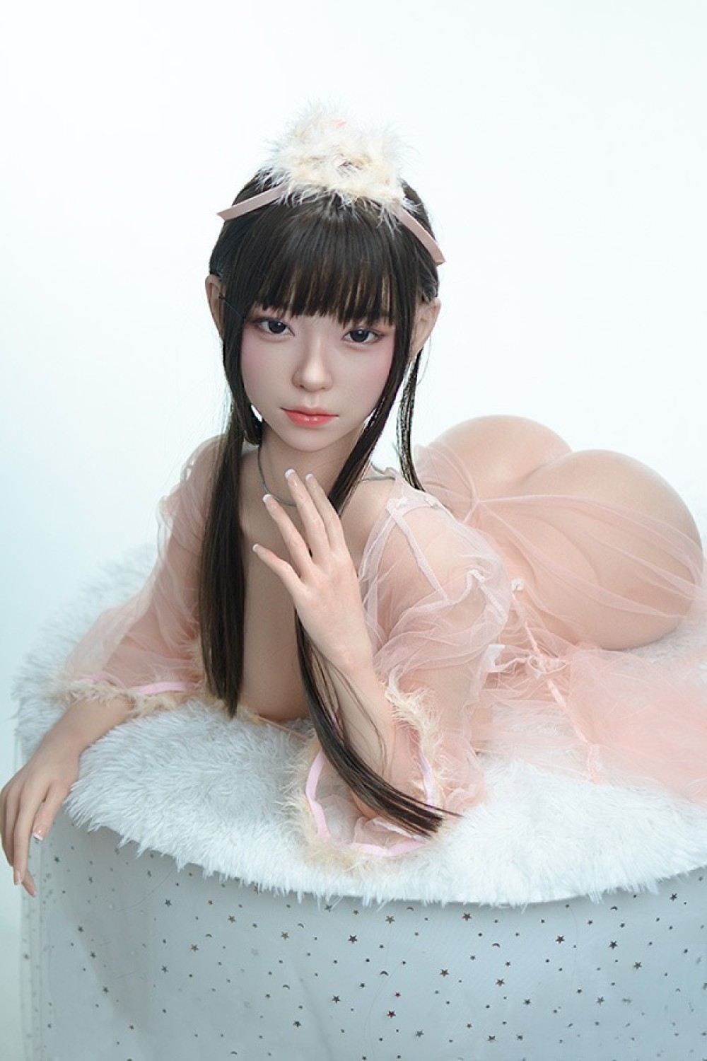 FUDOLL トルソー 腕付き 75cm Gカップ #J048覃星悦頭部 口開閉機能+リアル口腔付き フルシリコン製ラブドール