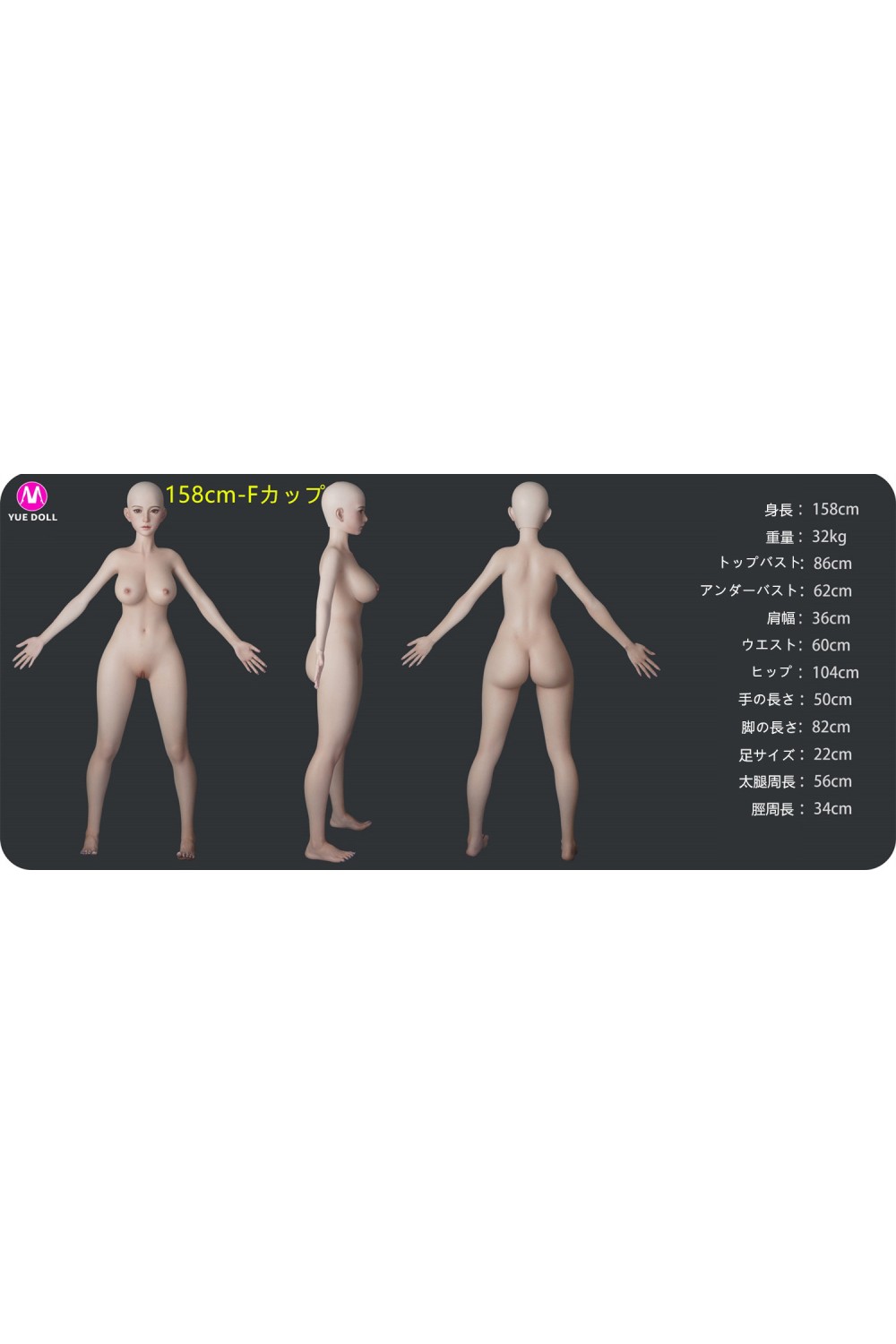 Yue Doll 158cm Fカップ #Y4ヘッド シームレス フルシリコン製ラブドール