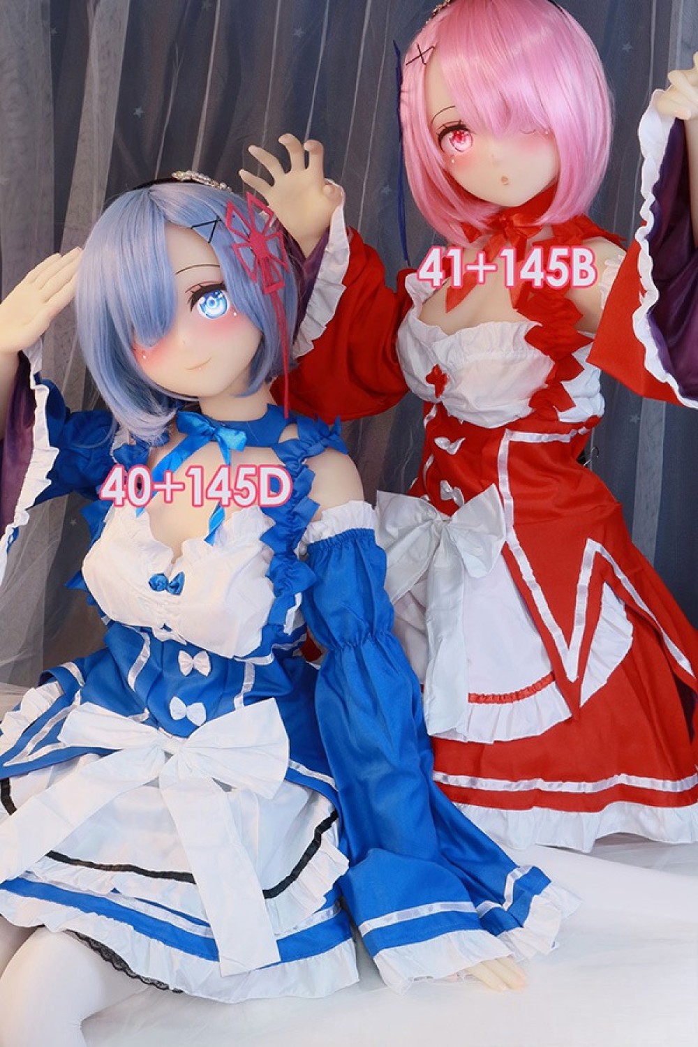 Aotume Doll 145cm Dカップ #40 と145cm Bカップ #41 コスプレ レム と ラム TPE製ラブドール
