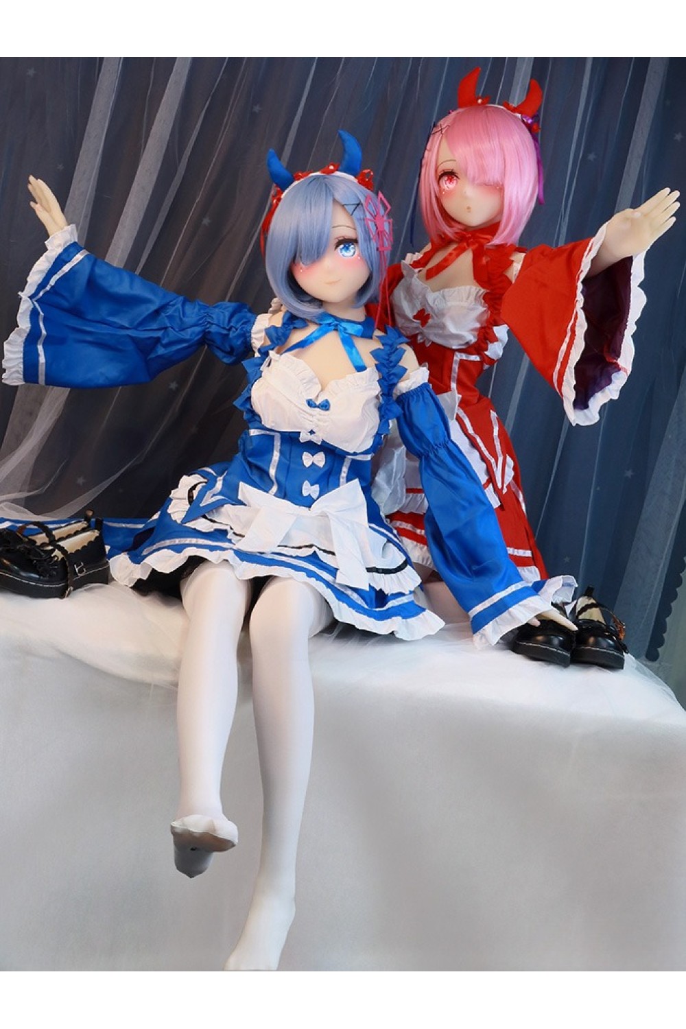 Aotume Doll 145cm Dカップ #40 と145cm Bカップ #41 コスプレ レム と ラム TPE製ラブドール