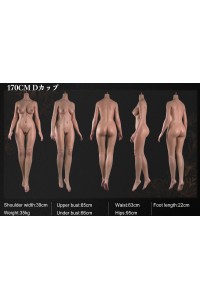 FANREAL 170cm Dカップ Ginaヘッド 掲載画像は口開閉付き軟性シリコンヘッド リアルメイク付き フルシリコン製ラブドール