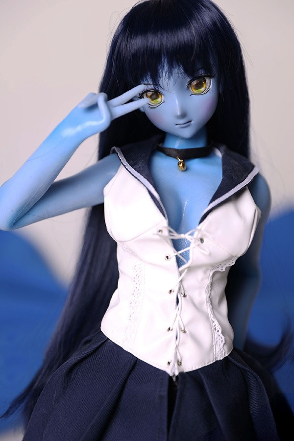 Mini Doll 60cm普通乳 シリコン製 ブルー肌色 身長選択可能 セックス可能 収納が便利 ミニドール