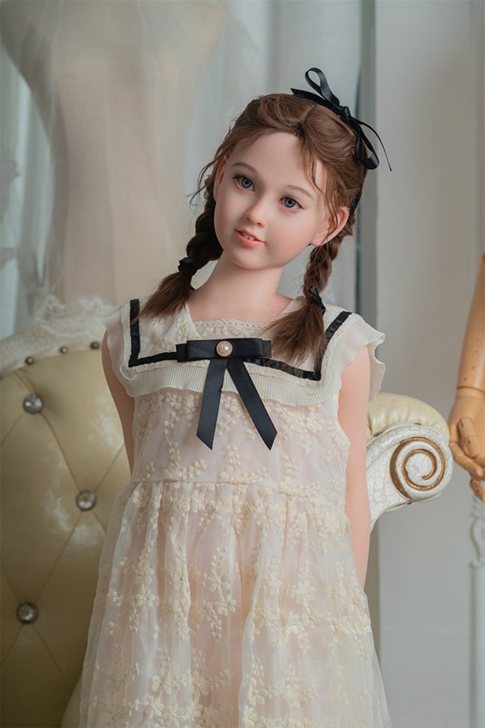 WAXDOLL 120cm バスト平 #G34ヘッド歯付き リアルメイク付き フルシリコン製ラブドール
